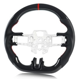 Voonke Steering Wheel for Mustang Black Hydro-Dip Carbon Fiber D-shaped Flat-bottom Preforated Leather Grip Steering Wheel For Mustang EcoBoost/GT/Shelby GT350/GT350R 2015-2017