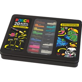 Faber-Castell uni-ball 186830 POSCA Marker Set of 20 with Instructions for 3 Graffiti Characters