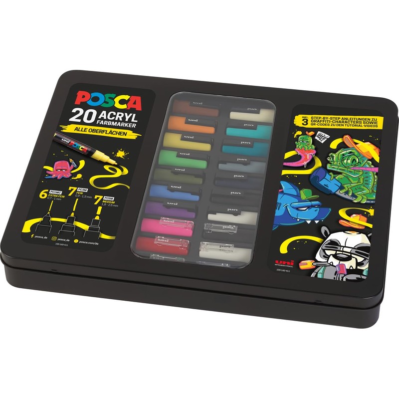 Faber-Castell uni-ball 186830 POSCA Marker Set of 20 with Instructions