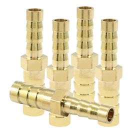 Rierdge 5 Pcs Brass Barb Fitting 8mm to 6mm Barbed Reducing Splicer Mender Union Adapter for Air Water Fuel