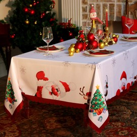 Rectangle Tablecloth Christmas - 60x102 inch - Water Resistant Holiday Decor New Year's Eve Rectangular Table Cloth - X-mas Printed Table Cover for Party, Kitchen, Dining Room, Outdoor, Indoor