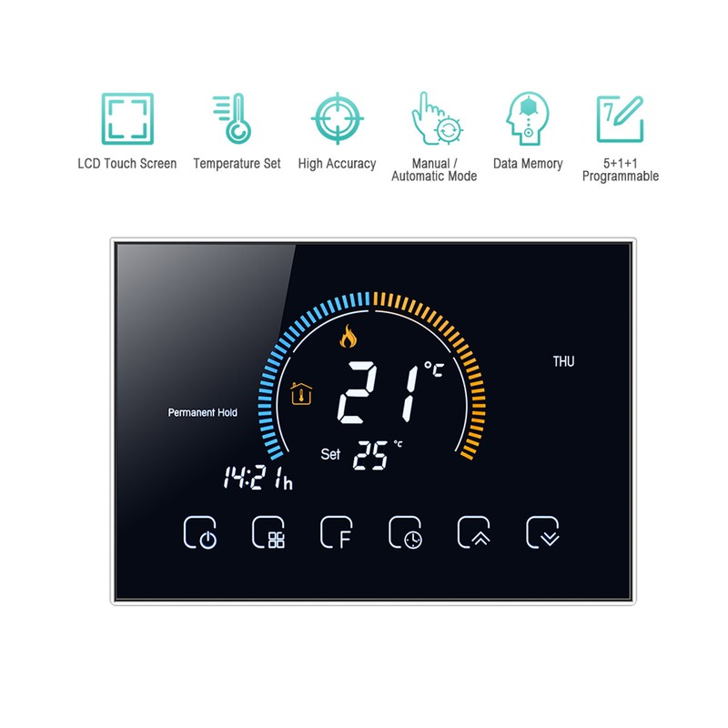 Intelligent Thermostat with LCD Touch Screen Temperature Controller for Home