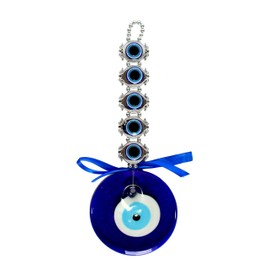 ESPLANADE Glass Evil Eye Car Door Hanging for Good Luck and Prosperity (Blue, Big)