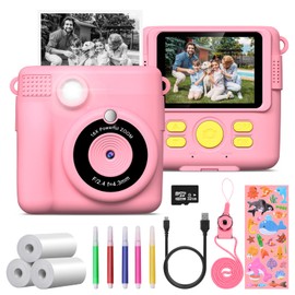 GREENKINDER Kids Camera, Instant Camera for Kids 1080P 2.4 Inch with 32GB Card, 3 Rolls Print Paper and Colour Pens Digital Camera, Birthday Christmas Kids Toys Gifts Kids Camera for Kids Age 3-12