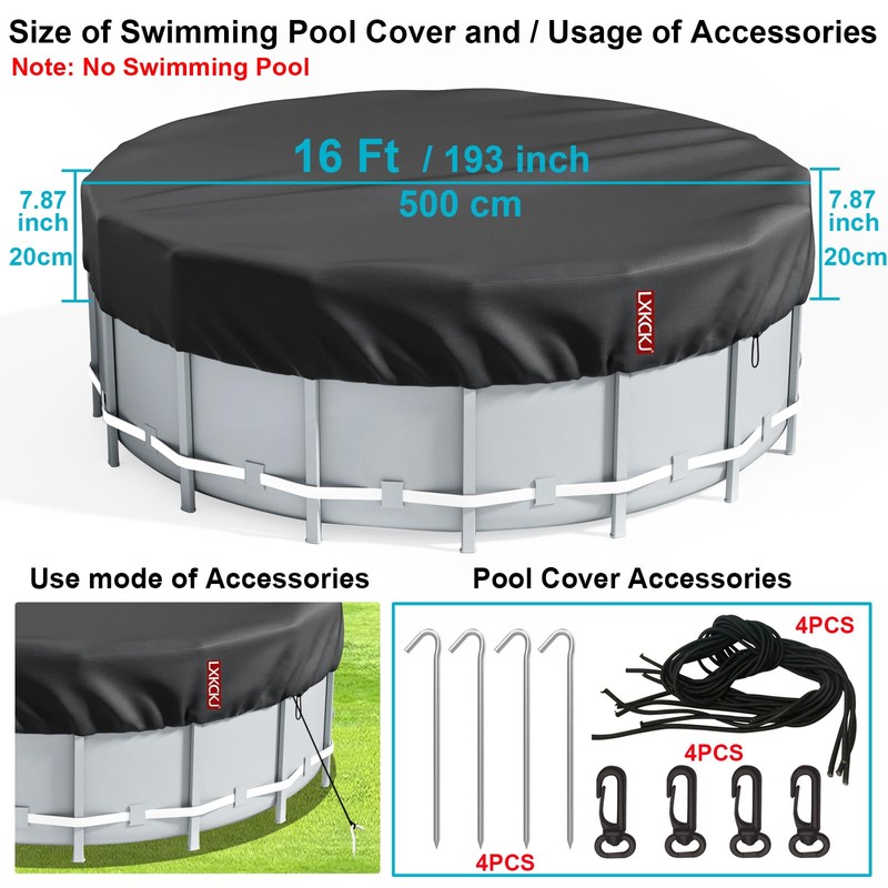 LXKCKJ 16 Ft Round Pool Cover, Solar Covers for Above