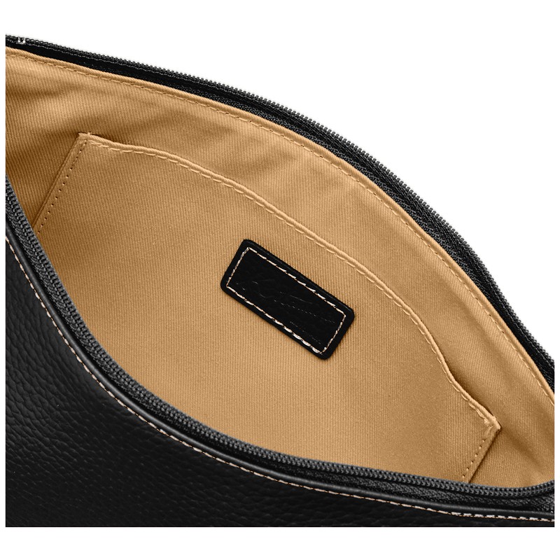 Kitamura RH0565 Shrink Leather 2-Way Pouch, Black/Camel Tech [Black] 15611