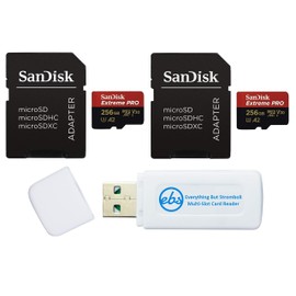 SanDisk Extreme PRO (UHS-1 U3 / V30) A2 256GB MicroSD Memory Card (2 Pack) for GoPro Hero9 Camera (Hero 9 Black) SDSQXCY-256G-GN6MA Bundle with (1) Everything But Stromboli SD & Micro SDXC Card Reader