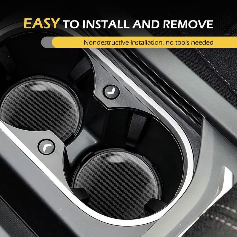 Zikefest 2PCS Car Cup Holder Coasters, 2.75 Inch Carbon Fiber