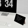 Black Glass Desk Whiteboard with Reversible Wood Stand, Small Portable