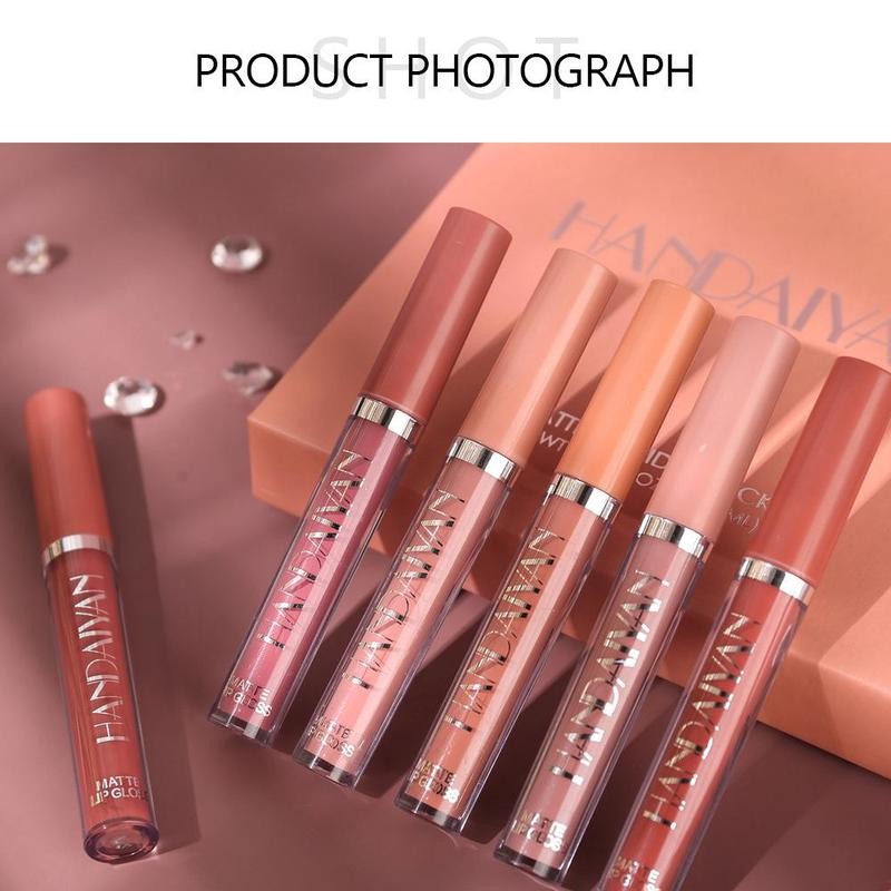 Long-lasting Matte Lip Glaze Set, 6 Counts/box Waterproof Lip Gloss,