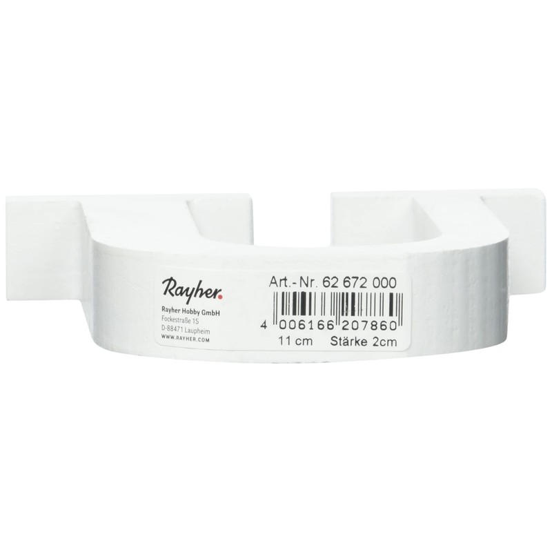 Rayher 62672000 MDF Letter U, White, 11 cm, Thickness 2
