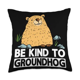 Ground Pig Whistle Pig Woodchucks Apparel Groundhog Rodent Marmots Throw Pillow, 18x18, Multicolor