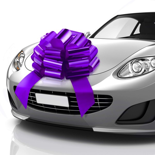 Zoe Deco Big Car Bow (Purple, 23 inch) Round Shape Gift Bows, Giant Bow for Car, Birthday Bow, Huge Car Bow, Car Bows, Big Bow for Gifts, Christmas Bows for Cars, Gift Wrapping