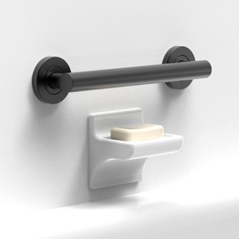 AmeriLuck Stainless Steel Designer Grab Bar for Bath Safety, Collection Glacier, ADA Compliant 500lbs Loading Capacity, Matte Black 12 inches