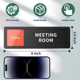 Meeting Room Office Door Sign Do Not Disturb,Versatile In-Use/Available Slider Sign for Business Home, Meeting Vacant Occupied Privacy Room Sign, Frosted Black 8" x 2.6"