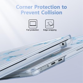 May Chen [2025 New Pattern] for MacBook Air 13.6 inch Case M2 M3 M4 Chip Model: A2681 A3113 A3240, 2022-2025 Release, Hard Shell Cover with Screen Protector & Keyboard Skin - Blue Bows