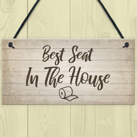 RED OCEAN Funny Best Seat In The House Toilet Bathroom Loo Sign Hanging Wall Door Plaque Gift