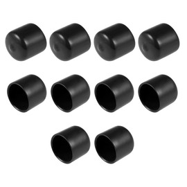 sourcing map 10pcs Rubber End Caps 23mm ID Vinyl Round End Cap Cover Screw Thread Protectors Black