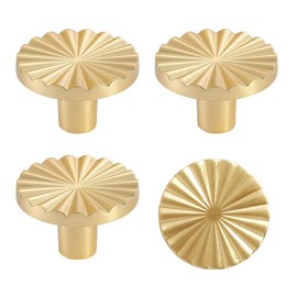 TKWINKT 6 Pack Cabinet Knobs Gold Drawer Knobs 1.42 inch (36mm) Knobs for Dresser Drawers Zinc Alloy Cabinet Door Knobs