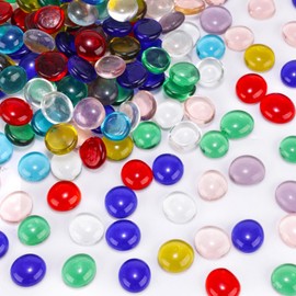 FUTUREPLUSX 5 Lb Flat Glass Beads, 500 PCS Assorted Colors Flat Gems for Aquarium Pebbles Vase Filler DIY Craft Table Scatter Decor