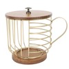 Coffee Pod Holder Iron Large Capacity Space Saving Wooden Base