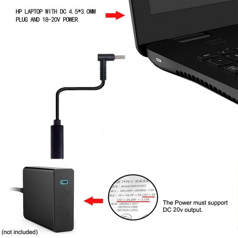 chenyang CY USB C to DC 20V 4.5 * 3.0mm