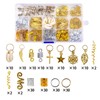 206pcs Dreadlocks Hair Jewelry Rings DIY Alloy Metal Golden Silver