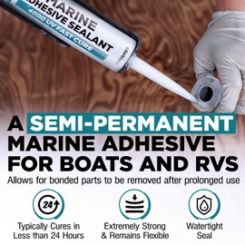 10oz Marine Adhesive Sealant 4000/4200 Fast Cure UV (White) - Semi-Permanent, Flexible Bonding and Sealing - UV Resistant, above & below Waterline - Compare to 06560 and 05260 FC M - by Berkland
