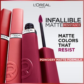L'Oreal Paris Infallible Matte Resistance Liquid Lipstick, up to 16 Hour Wear, First Kiss 600, 0.16 Fl Oz