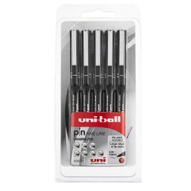 Uni Pin Drawing Pen Waterproof and Fade Proof Fine Line Pen 0.05 - 0.8 (Pack of 5)