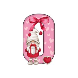 Vinyl Wall Quotes Stickers Valentine's Day Gnomes Initial Letter O DIY Lettering Wall Stickers Home Decor Love You Balloons Red Pink Wall Decals Stickers for Bumper Bathroom Backdrops Tumblers 18in