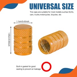 QZTYTY 5PCS Tire Valve Stem Caps, Tire Air Cap, Anodized Aluminum Tire Valve Cap Set, Universal Car Accessories Dust Proof & Corrosion Resistant Stem Covers Fit for Cars Trucks (Gold, 5PCS)