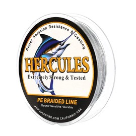 Hercules Super Cast 300M 328 Yards Braided Fishing Line 30 LB Test for Saltwater Freshwater PE Braid Fish Lines Superline 8 Strands - Grey, 30LB (13.6KG), 0.28MM