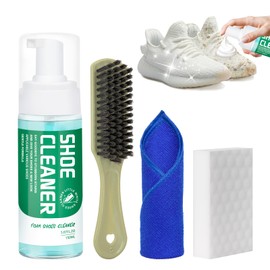 White Shoe Cleaner Kit - Wipes Stains Complete with Brush, Sponge, and Towel - Perfect for Sneakers, Suede (1)