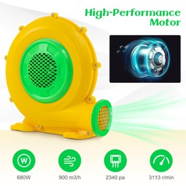 HONEY JOY Air Blower, 680W 0.9HP Bounce House Blower, Commercial Electric Pump Fan for Inflatable Water Slides & Bouncy Castle, 2340pa Air Blower for Inflatables (680Watt 0.9HP)