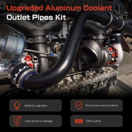Aluminum Coolant Outlet Pipes Kit Compatible with Land Rover Range Rover Sport LR4 Jaguar 3.0 V6 5.0 V8 Replacement for LR092992 LR028136