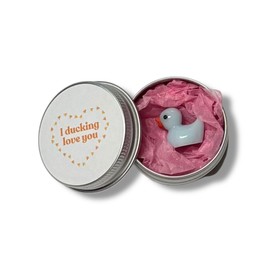 'I ducking love you' gift | Cute minitature plastic duck presented in small tin | gift for valentines, anniversary, birthday | gift for her, for him | random colour duck sent