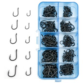 9KM DWLIFE 500pcs Fishing Hooks Ringed Eye Carp Hook High Carbon Steel Carp Fishing Barbed Fishing Hooks Eyed sea fishing hooks for Saltwater Freshwater Fishing Accessories Size 3-12#