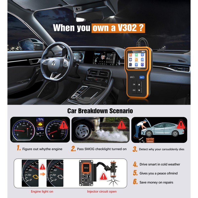 UMEIJA OBD2 Scanner with Upgrade Battery Tester - Diagnostic Tool