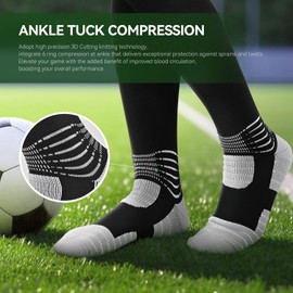 IRAMY Compressive Soccer Socks Men Youth Ankle Compression Support Coolmax Wicking Football Socks Boys Anti-Slip Baseball Softball Adult 3 Packs