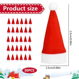 SUFANG Pack of 30 Mini Christmas Hat, Santa Hat, Small Christmas Hats, Craft Felt Christmas Cutlery Holder, Hats for Eggs, Sweetness, Bottles, Snowman, Decoration, Gift Decoration