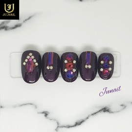 Deep Violet Handmade Nail Tips - Short Round Square / 딥바이올렛 수제네일팁 - 숏라운드스퀘어