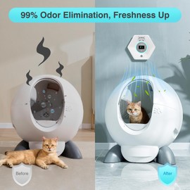 Cat Litter Odor Deodorizer - Ozone & Negative Ion Cat Odor Eliminator with Sensor Monitor, Safe Air Purifier for Pets,Odor Remover for Multi-Purpose Use
