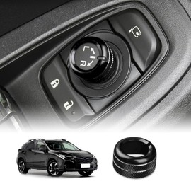 KUNGKIC for Subaru Crosstrek 2023 2024 2025 Rearview Mirrors Switch Knob Ring Cover Trim Aluminium Alloy Interior Accessories (Black)