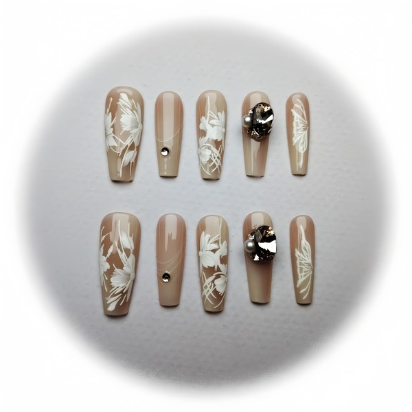 Nails Handmade Press on Nails,Hand-Painted Nails Design by Salon Nail