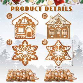Honeydak 100 Pcs Paper Christmas Gingerbread House Placemats 13 x 13 Inch Snowflake Disposable Paper Table Place Mats for Xmas Holiday Dinner Doilies Decorations Xmas Winter Party Supplies Home Decor