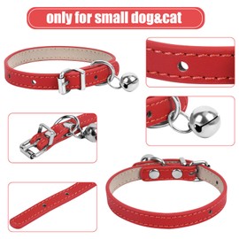 ChengFu XXS Dog Collar Teacup Dog Collar, Red Dog Collar, Teacup Dog Collar for Small Dogs Cats, Red, 3/8 inch Width