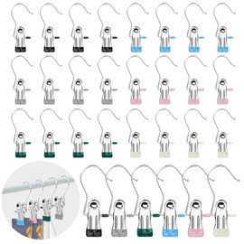 30Pcs Boot Hangers for Closet, FHDUSRYO Hanging Clips Clothes Pins, Portable Laundry Hooks with Clip, Hanger Clip Boot Hanging Hold Clip, Multi-Functional Hangers Single Clips for Travel(6 Colors)
