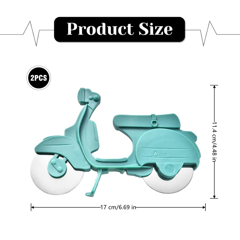 2 Pcs Pizza Cutter Creative Bike Stainless Steel Pizza Wheel