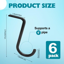 6 Pcs Closet Rod Center Support 1 Inch Heavy Duty Closet Rod Bracket with 14 Pcs Screws Metal Wall Mount Rod Clothes Storage Hanger Wall Mounted Closet Shelf Brackets for Shelf Closet Rod(Black)